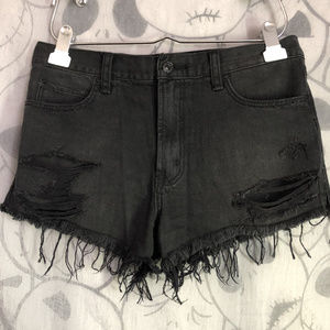 NWOT Distressed Black High Rise Short